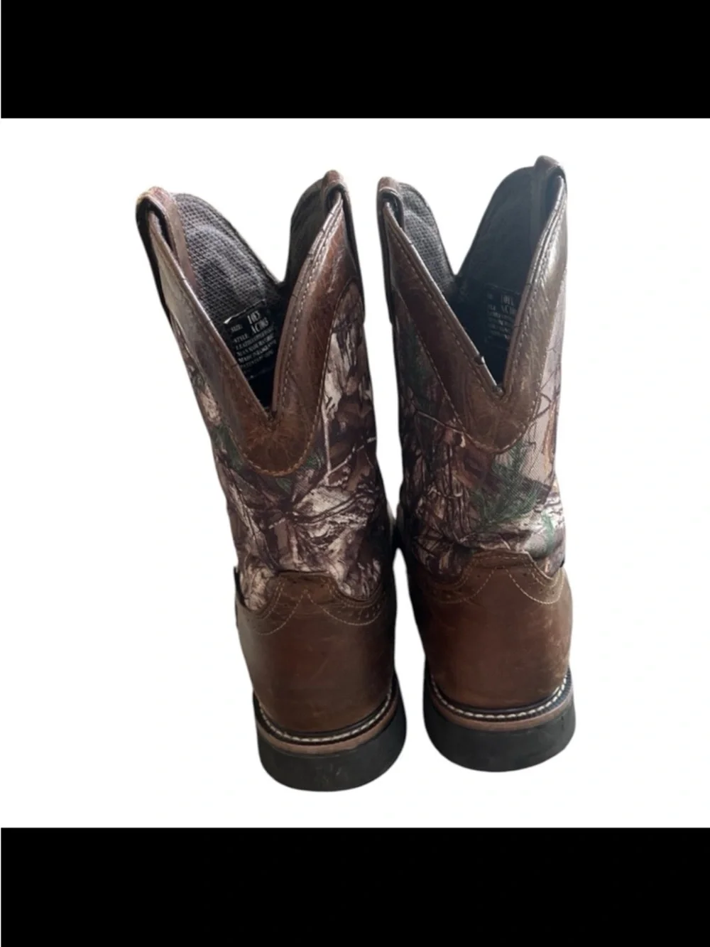 Justin Original Work Boots Mens 10EE Steel Toe Brown Camo Pull On AC1003 Wide